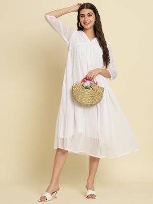 White embroidered chiffon salwar suit 1