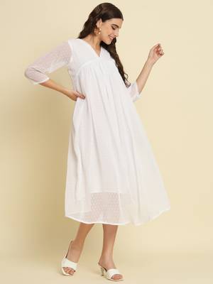 White embroidered chiffon salwar suit 2