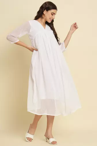White embroidered chiffon salwar suit