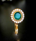 Classic round nath with emerald center and cz border