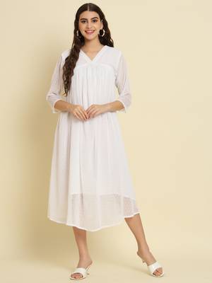White embroidered chiffon salwar suit 4