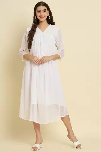 White embroidered chiffon salwar suit