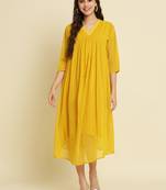 Yellow embroidered chiffon salwar suit