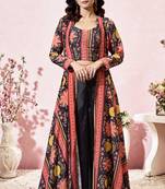 Stunning Black Crepe Designer Crop Top Palazzo With Shrug
