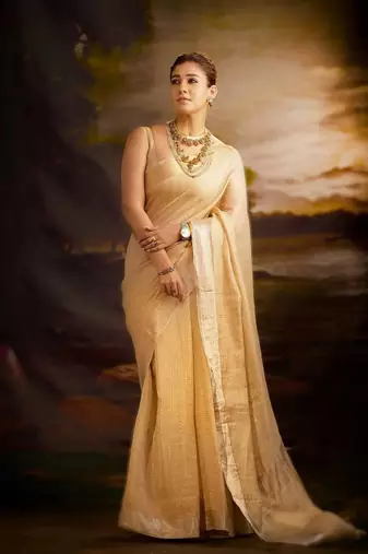 Kayralable launch banarasi handloom golden tissue silk saree for women with zari work & blouse     festive wear