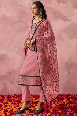 Attractive Pink Thread Embroidery Party Wear Pant Suit 4