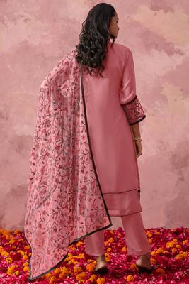 Attractive Pink Thread Embroidery Party Wear Pant Suit 6