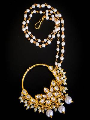 Majestic kundan pearl drop nath 2