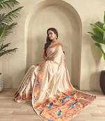 White paithani design saree with contrast weaving pallu and blouse