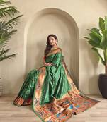 Green paithani design saree with contrast weaving pallu and blouse