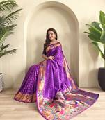 Purple paithani design saree with contrast weaving pallu and blouse
