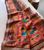 Black paithani design saree with contrast weaving pallu and blouse