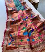 Rama paithani design saree with contrast weaving pallu and blouse