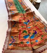 Green paithani design saree with contrast weaving pallu and blouse