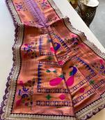 Lavender paithani design saree with contrast weaving pallu and blouse