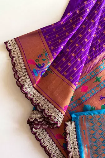 Purple paithani design saree with contrast weaving pallu and blouse