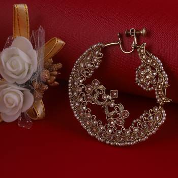 Traditional peacock and flower shape gold plated nose ring(nathiya) for women 1