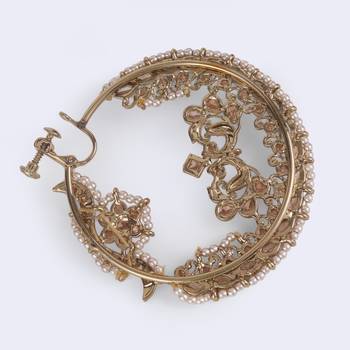 Traditional peacock and flower shape gold plated nose ring(nathiya) for women 4