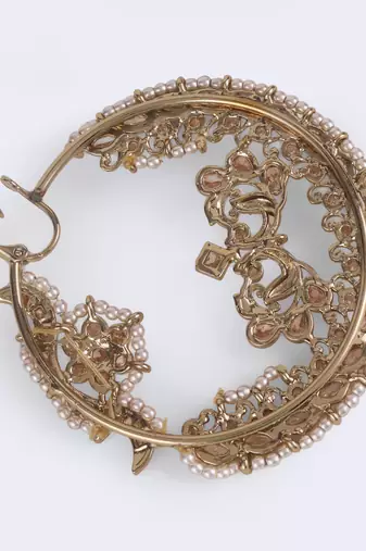 Traditional peacock and flower shape gold plated nose ring(nathiya) for women