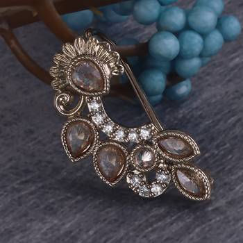 Traditional flower and oval shape gold plated nosepin(nathiya) for women 1