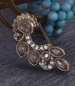 Traditional flower and oval shape gold plated nosepin(nathiya) for women