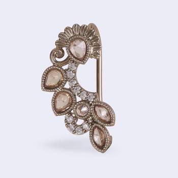 Traditional flower and oval shape gold plated nosepin(nathiya) for women 2