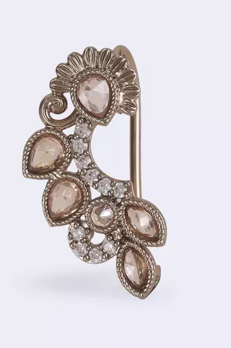 Traditional flower and oval shape gold plated nosepin(nathiya) for women