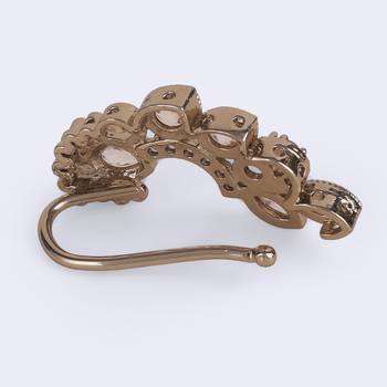 Traditional flower and oval shape gold plated nosepin(nathiya) for women 3