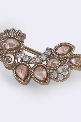 Traditional flower and oval shape gold plated nosepin(nathiya) for women