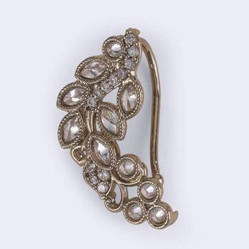 Traditional leaf shape gold plated nosepin(nathiya) for women 2