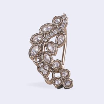 Traditional leaf shape gold plated nosepin(nathiya) for women 4