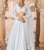 ICEBLUE SEQUIN EMBROIDERED SILK A LINE LEHENGA CHOLI WITH DUPATTA