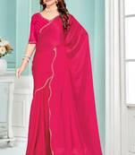 Magenta Zarkan embroidered Satin Chiffon Silk Saree With Matching Blouse