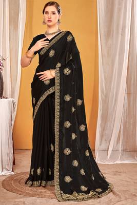 black two tone silk blend saree 1