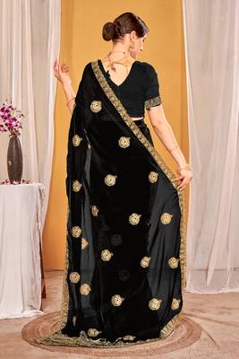 black two tone silk blend saree 3