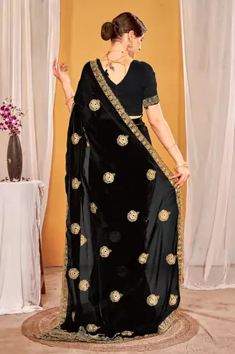 black two tone silk blend saree