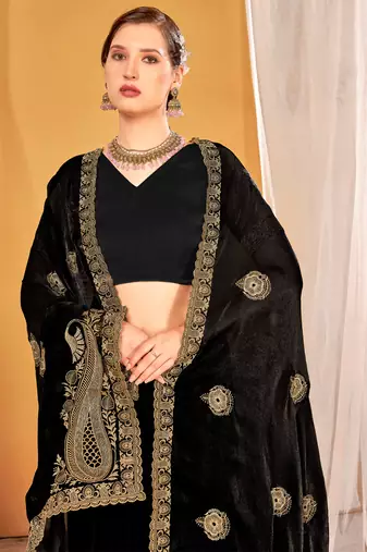 black two tone silk blend saree