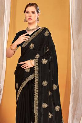 black two tone silk blend saree 5