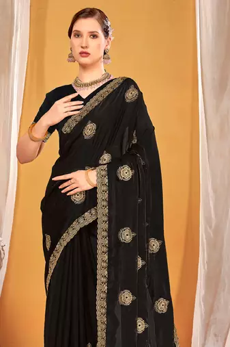 black two tone silk blend saree