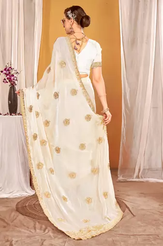 white two tone silk blend saree