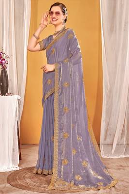 lavender two tone silk blend saree 2