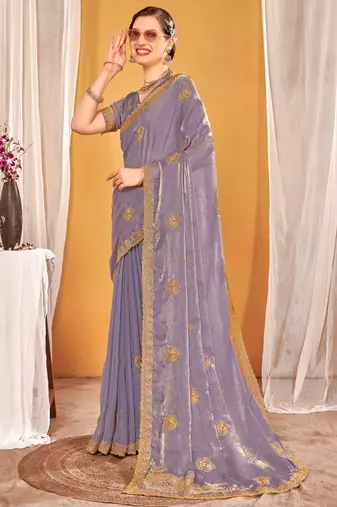 lavender two tone silk blend saree