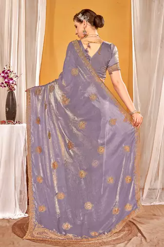 lavender two tone silk blend saree