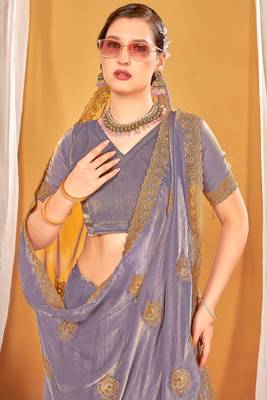 lavender two tone silk blend saree 4