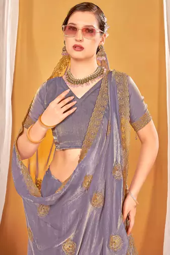 lavender two tone silk blend saree