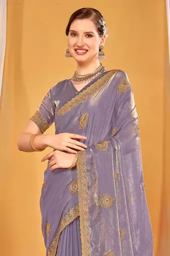 lavender two tone silk blend saree