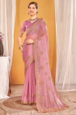 pink two tone silk blend saree 1