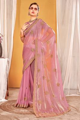 pink two tone silk blend saree 2
