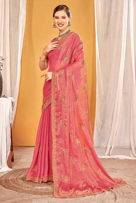 pink two tone silk blend saree 2