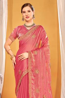 pink two tone silk blend saree 4